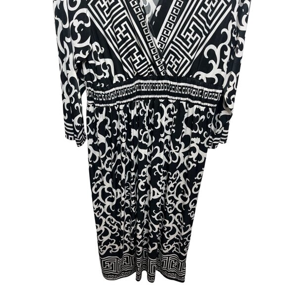 Lapogee 2X Black White Geometric Print Maxi Dress Boho Chic - Picture 4 of 10